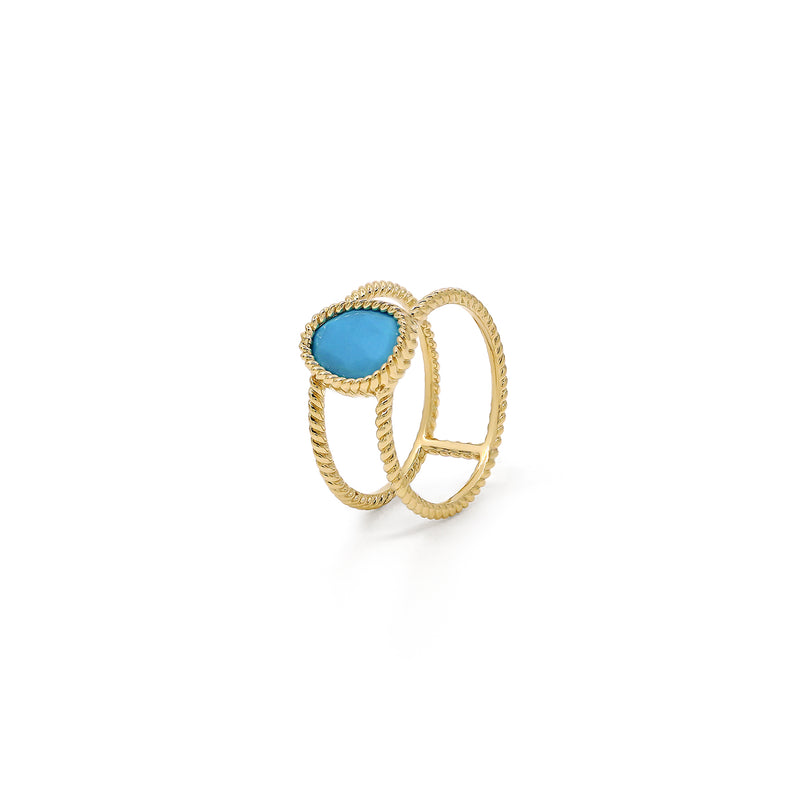 Nina Mariner Large Double Band Turquoise Ring