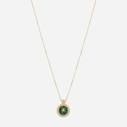Oman Necklace in 18k yellow gold with Malachite Stone and Diamonds - Al Zain Jewellery