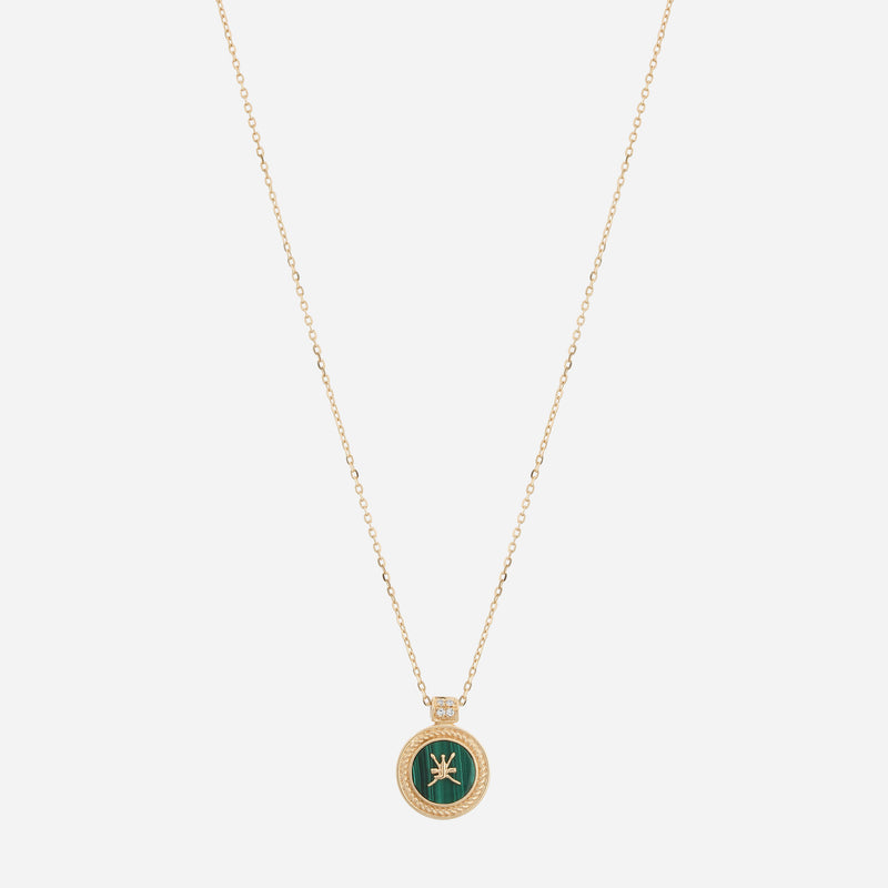 Oman Necklace in 18k yellow gold with Malachite Stone and Diamonds - Al Zain Jewellery