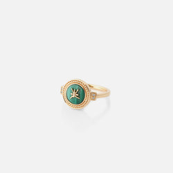 Oman Ring in 18k yellow gold with Malachite Stone and Diamonds - Al Zain Jewellery