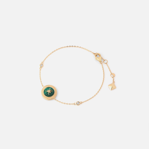Oman Bracelet in 18k yellow gold with Malachite Stone and Diamonds - Al Zain Jewellery
