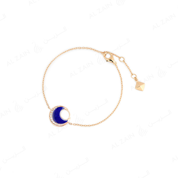 Al Hilal bracelet in yellow gold with lapis stone and diamonds