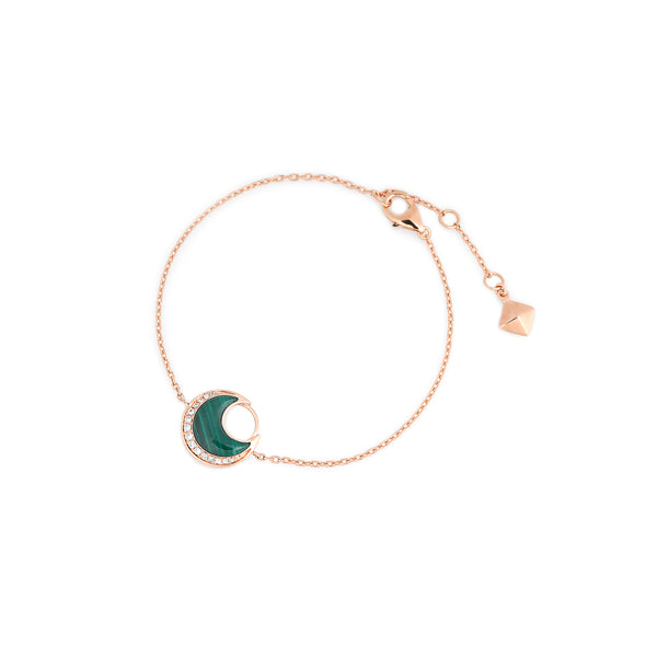 Al Hilal bracelet in yellow gold with malachite stone and diamonds