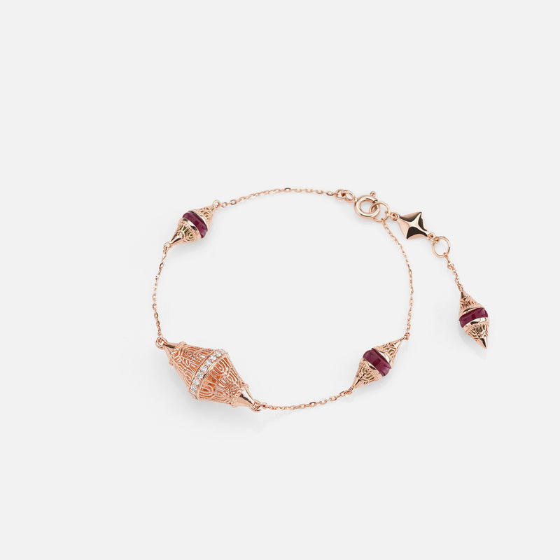 Al Merriyah mood colour bracelet in 18k rose gold with ruby and diamonds - Al Zain Jewellery