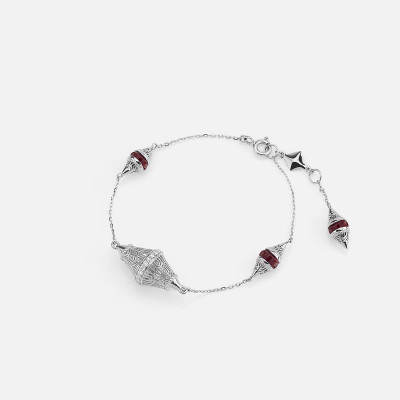 Al Merriyah mood colour bracelet in 18k white gold with ruby and diamonds - Al Zain Jewellery
