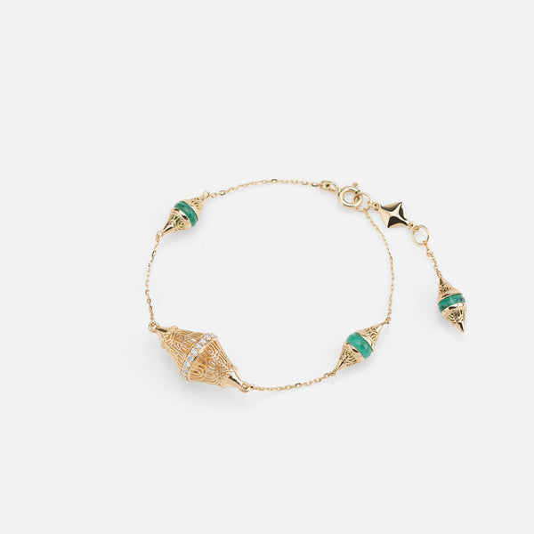 Al Merriyah mood colour bracelet in 18k yellow gold with emerald and diamonds - Al Zain Jewellery