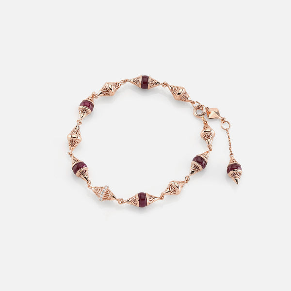 Al Merriyah mood colour bracelet in 18k rose gold with ruby and diamonds - Al Zain Jewellery