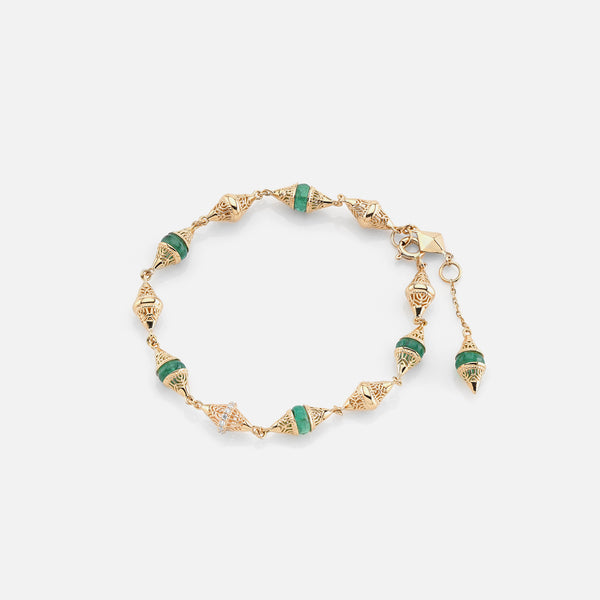 Al Merriyah mood colour bracelet in 18k yellow gold with emerald and diamonds - Al Zain Jewellery