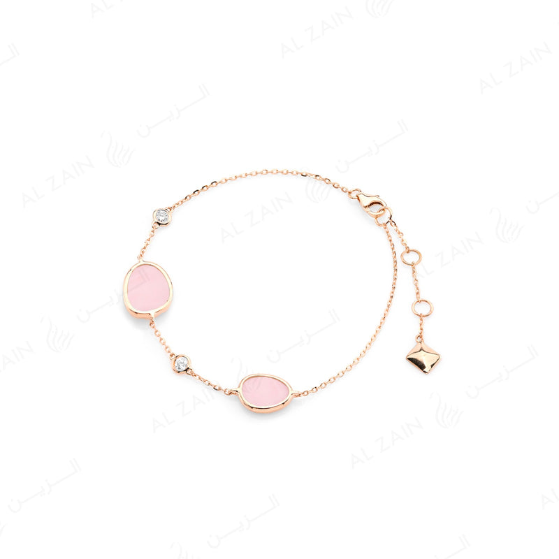Simply Nina bracelet in 18k rose gold with Pink Opal stones and diamonds