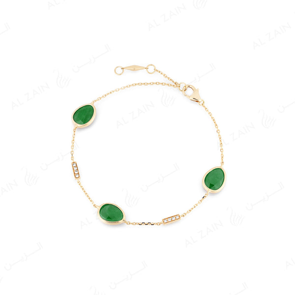 Precious Nina Bracelet in 18k yellow gold with Emerald stones and diamonds