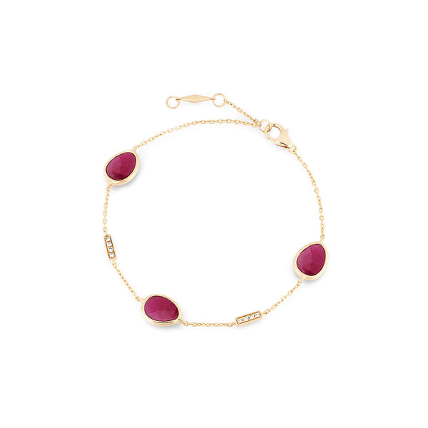 Precious Nina Bracelet in 18k yellow gold with Ruby stones and diamonds