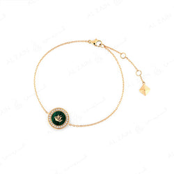 Kuwait Bracelet in Yellow Gold with Malachite and Diamonds