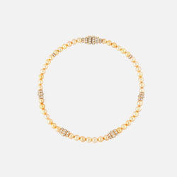 Arab deco bracelet in yellow gold and yellow pearls with diamonds - Al Zain Jewellery