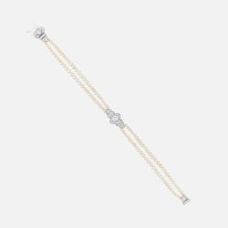Arab deco bracelet in white gold and white pearls with diamonds - Al Zain Jewellery