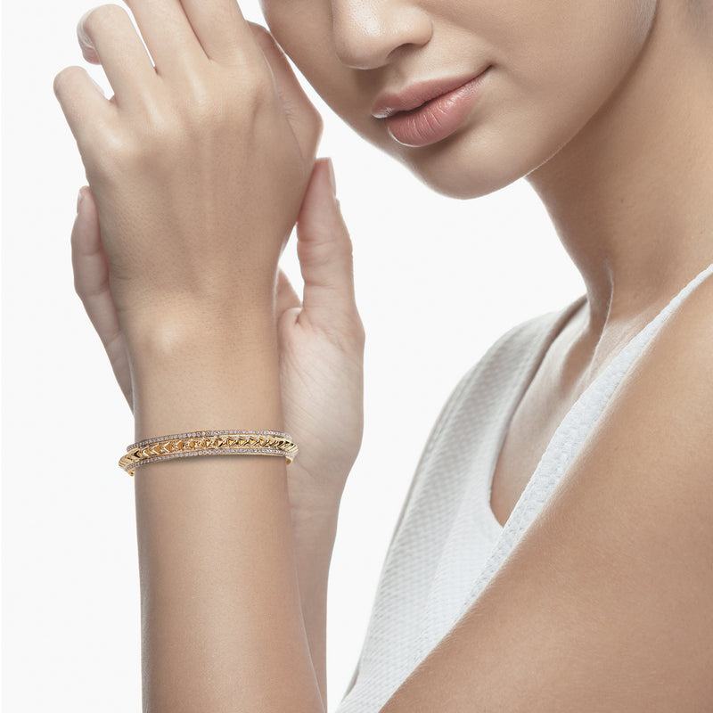 Hab El Hayl 2nd Edition Bangle in Yellow Gold with Diamonds - Al Zain Jewellery