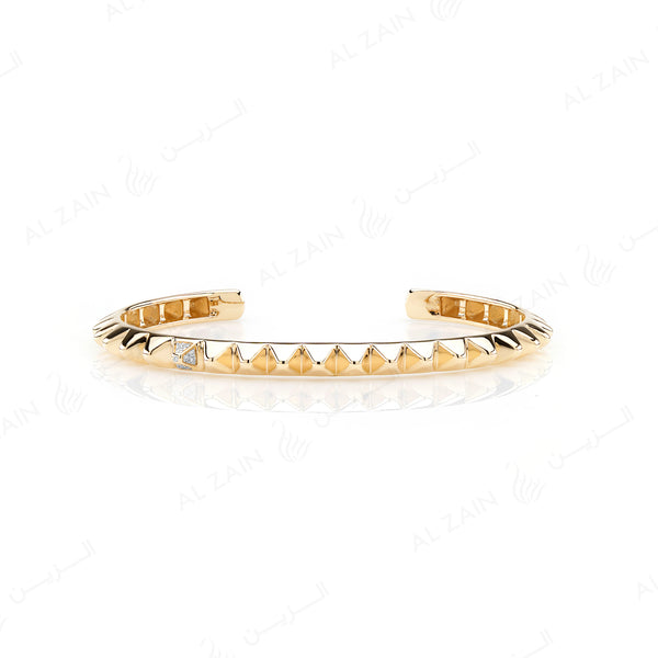 Hab El Hayl 2nd Edition Bangle in Yellow Gold with Diamonds on tip and middle side