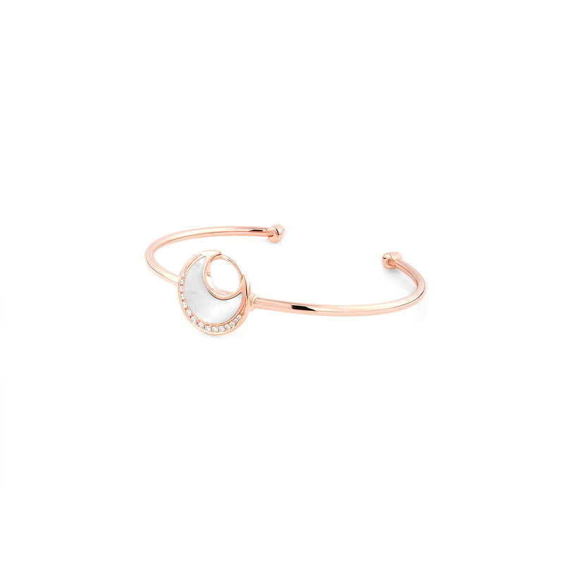 Al Hilal bangle in rose gold with mother of pearl stone and diamonds