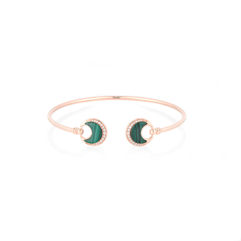 Al Hilal bangle in rose gold with malachite stone and diamonds