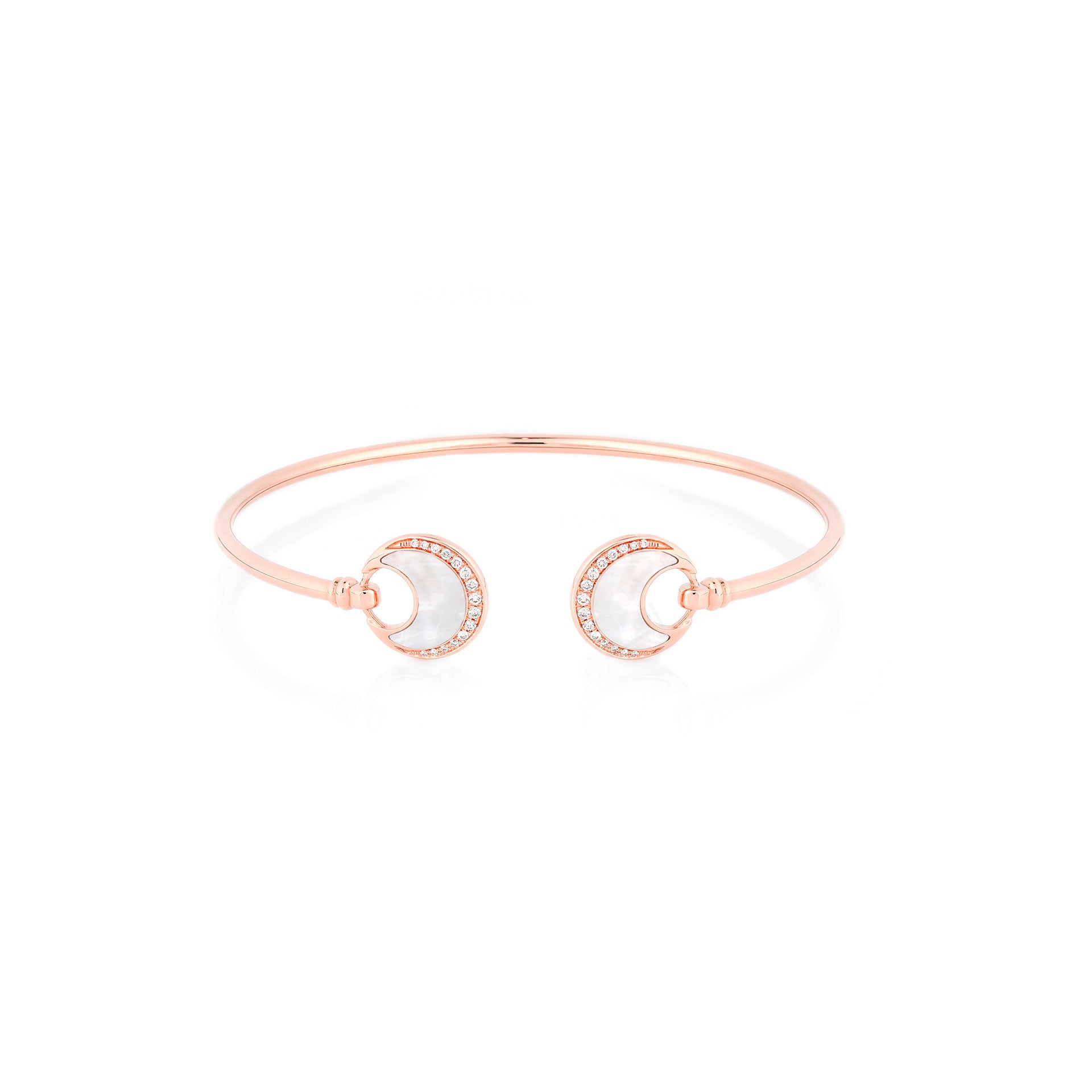 Al Hilal bangle in rose gold with mother of pearl stone and diamonds