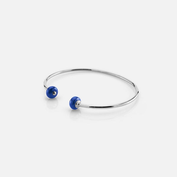 Sapphire bead bangle in White Gold