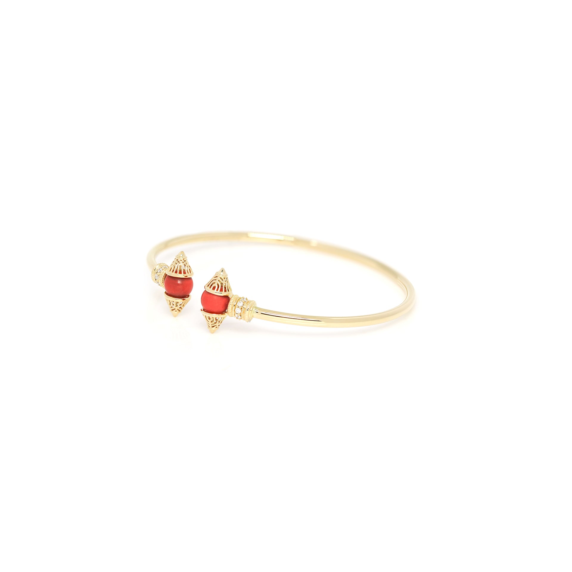 Al Merriyah moods colour Bangle in 18k gold with Coral and Diamonds