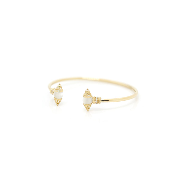 Al Merriyah moods colour Bangle in 18k Yellow gold with Mother of Pearl and Diamonds