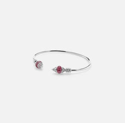 Al Merriyah mood colour bangle in 18k white gold with ruby and diamonds