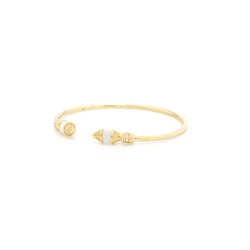 Al Merriyah Mood Colour Bangle in 18k Yellow gold with Mother of Pearl and Diamonds