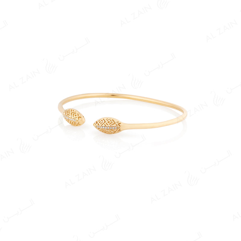 18k Al Merriyah M/5 bangle in yellow gold with diamonds