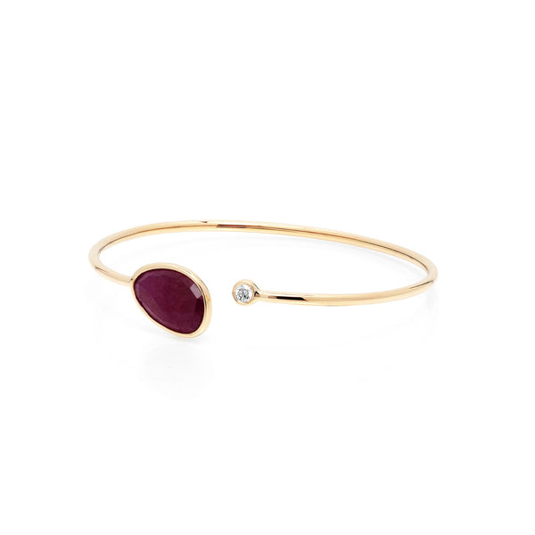 Precious Nina Bangle in 18k yellow gold with Ruby and diamond