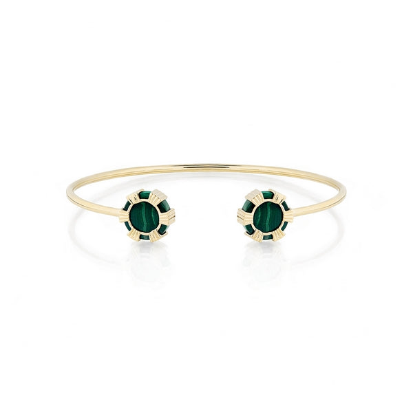 Cordoba Bangle in Yellow Gold With Malachite and Mother of Pearl