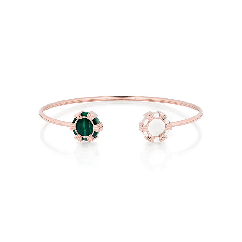 Cordoba Bangle in Rose Gold With Malachite and Mother of Pearl