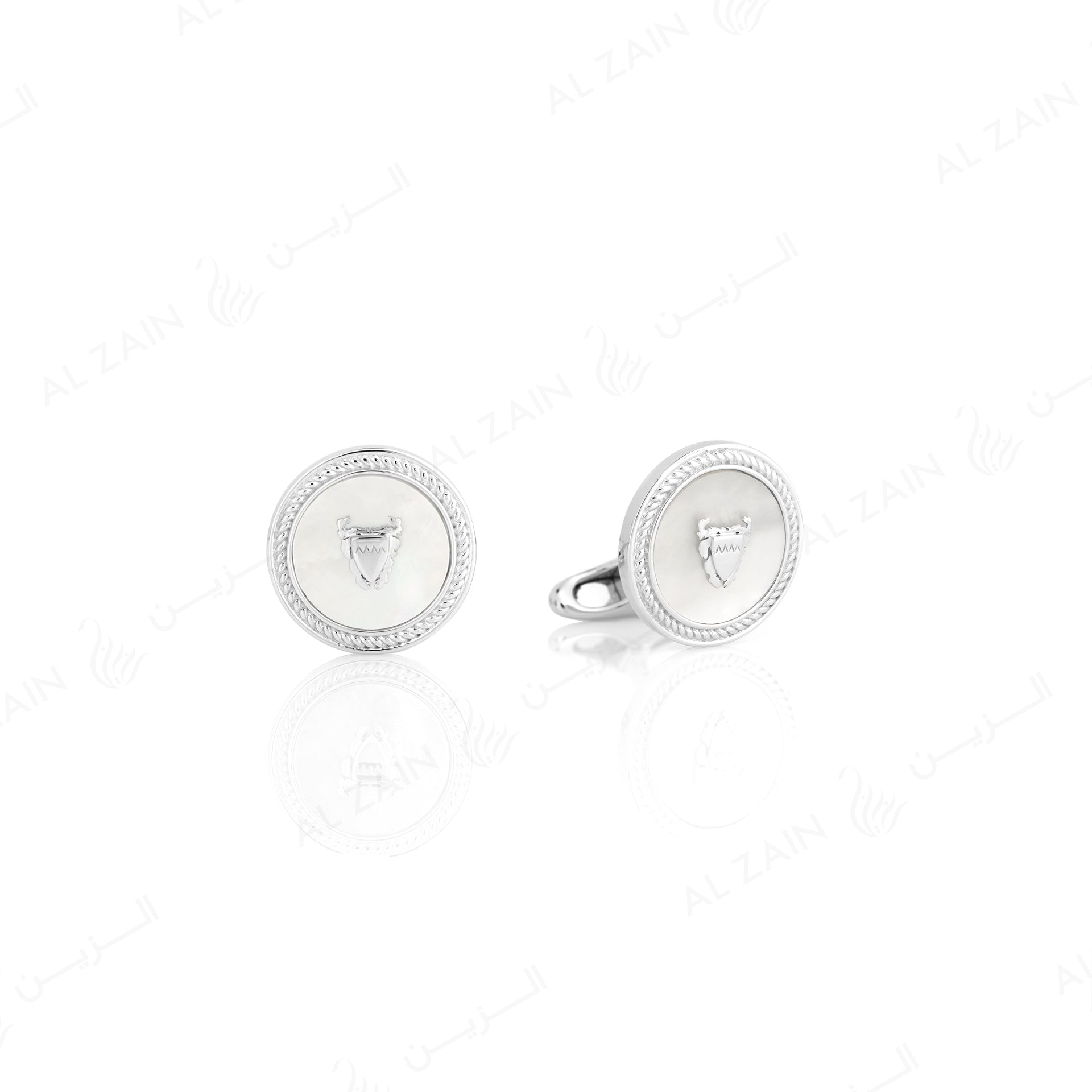 Bahrain flag Cufflinks for Men with Mother of Pearl stone