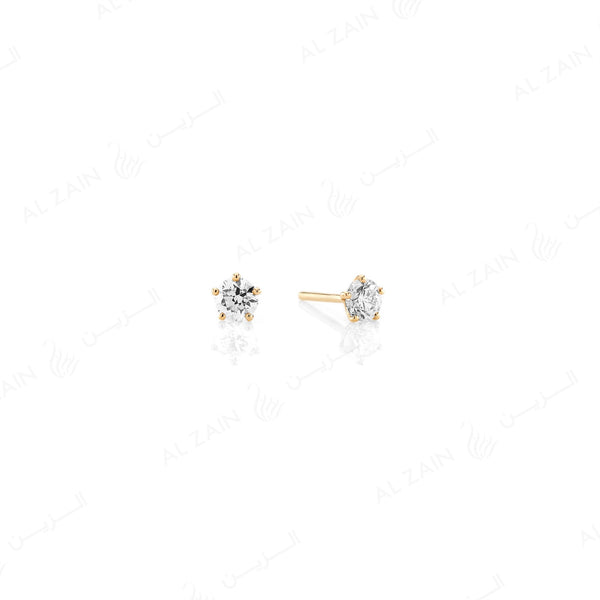 18k Solitaire Earrings in yellow Gold
