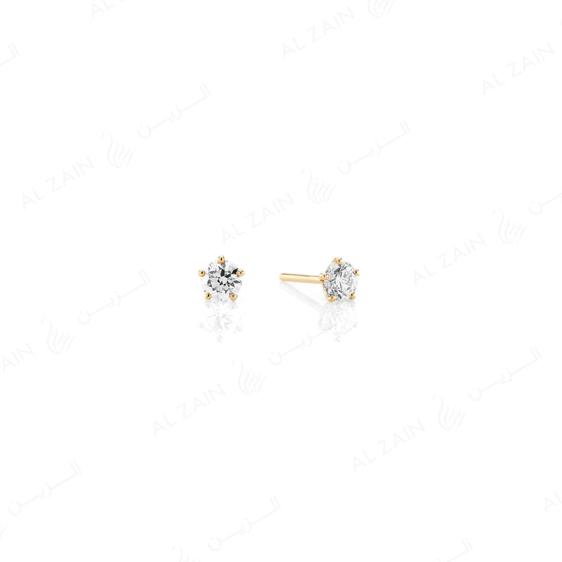 18k Solitaire Earrings in yellow Gold