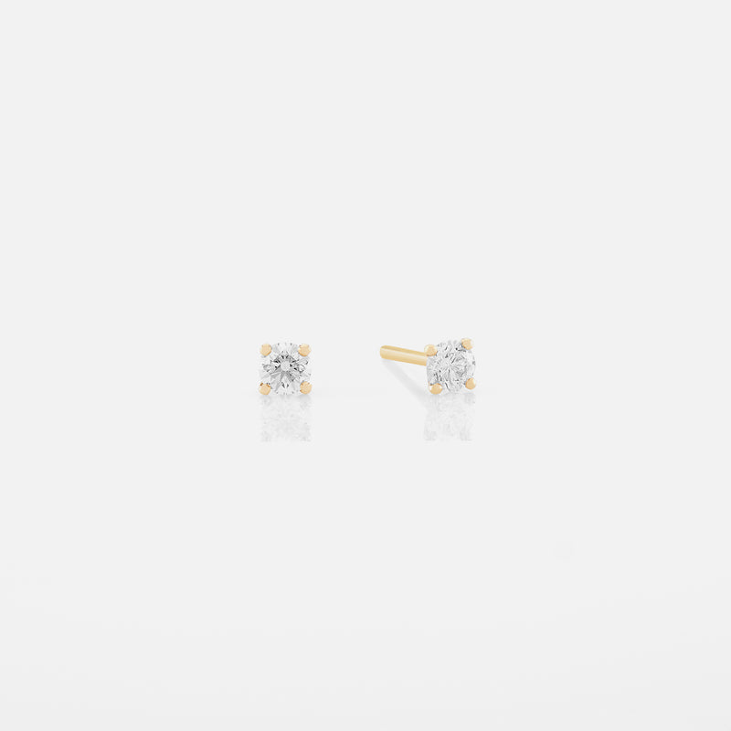 18k Solitaire Earrings in yellow Gold - Al Zain Jewellery