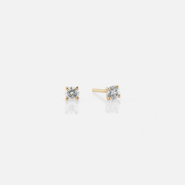 18k Solitaire Earrings in yellow Gold - Al Zain Jewellery