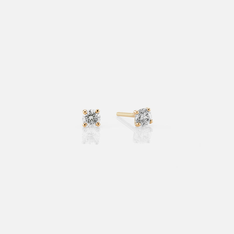 18k Solitaire Earrings in yellow Gold - Al Zain Jewellery