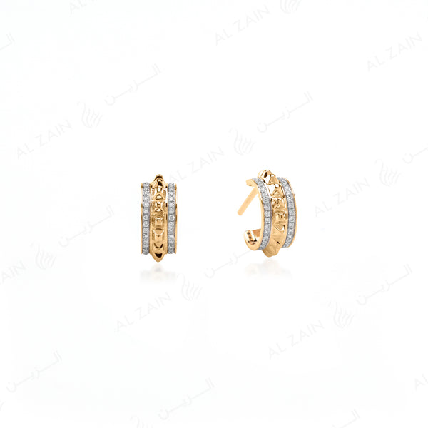 Hab El Hayl Hoop Earrings in Yellow Gold with Diamonds - Al Zain Jewellery