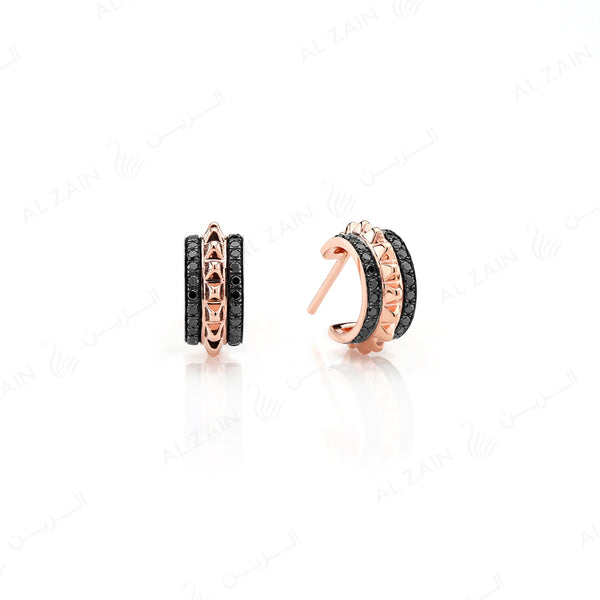 Hab El Hayl 2nd Edition Earrings in Rose Gold with Black Diamonds