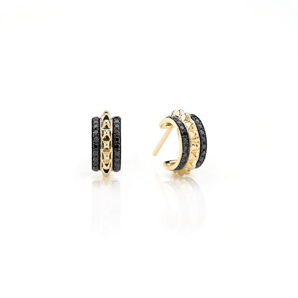 Hab El Hayl 2nd Edition Earrings in Yellow Gold with Black Diamonds