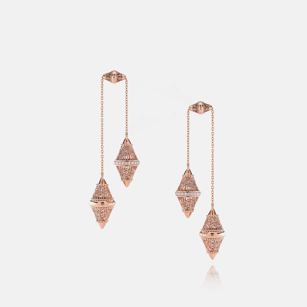 Al Merriyah rosegold edition. 18k Polished finish earrings with diamonds - Al Zain Jewellery