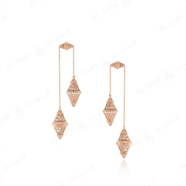 Al Merriyah in 18k Rose gold edition Matte finish earrings with diamonds