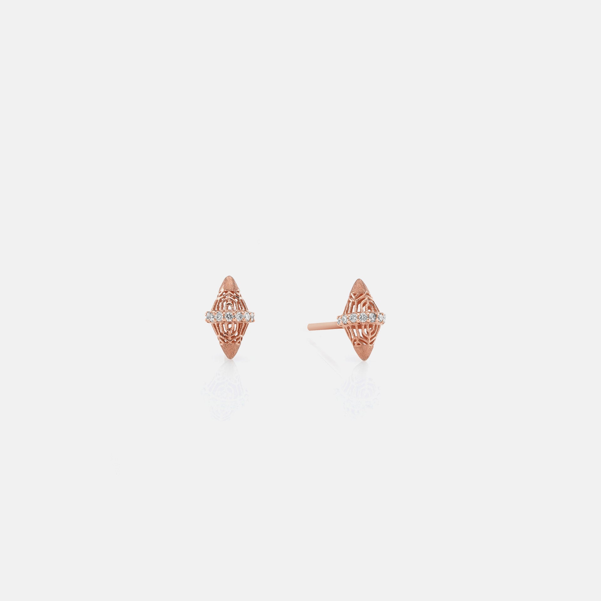 Al Merriyah in 18k rosegold edition. Matte finish earrings with diamonds - Al Zain Jewellery