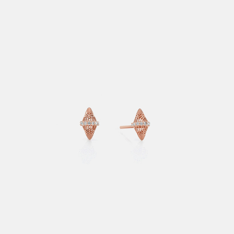 Al Merriyah in 18k rosegold edition. Matte finish earrings with diamonds - Al Zain Jewellery