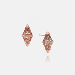 Al Merriyah rosegold edition. 18k Polished finish earrings with diamonds - Al Zain Jewellery
