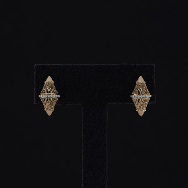 Al Merriyah in 18k Yellow Gold Matte finish earrings with diamonds