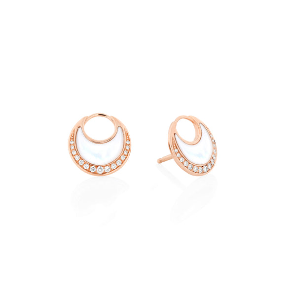Al Hilal earrings in rose gold with mother of pearl stone and diamonds