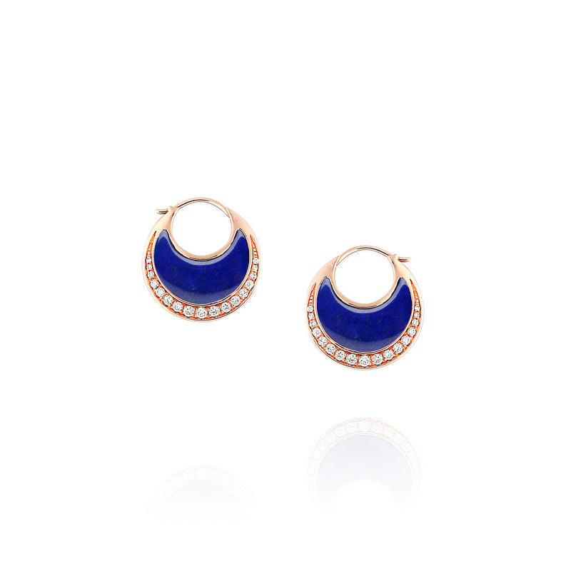 Al Hilal earrings in rose gold with lapis stone and diamonds