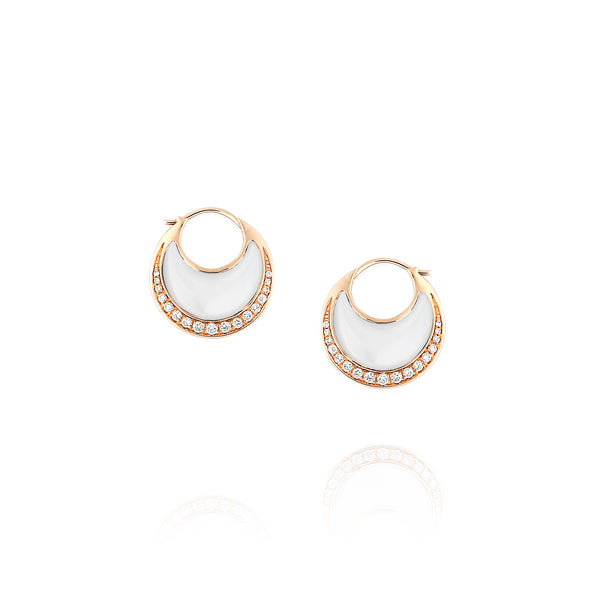 Al Hilal earrings in yellow gold with mother of pearl stone and diamonds